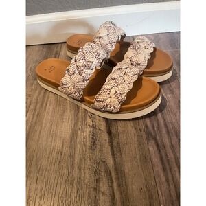 A New Day Braided Strap Snake Print Slide Sandals Size 10 Brand New